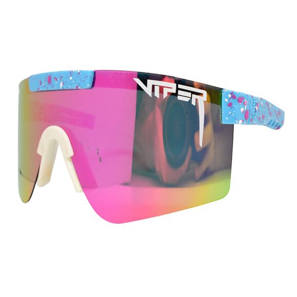 Pit Viper Blue/White/Pink Shield Sunglasses - GOOD CONDITION - Picture 1 of 12